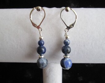 Sodalite Gemstone and Sterling Silver Earrings