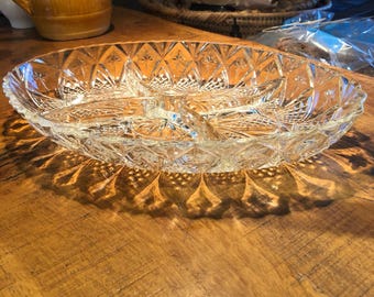 Etched glass appetizer tray