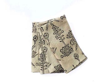 Table Napkins Organic cotton table linens bohemian boho tabletop shabby chic home decor block print wedding housewarming Set of 4 - CACTUS
