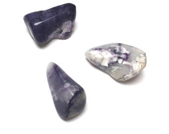 Tumbled Mexican Purple Opal. Purple. White. Morado Opal. Gemstone. Undrilled. Wire Wrapping Stone. Terrarium. Matrix Stone. 27mm. One (1).