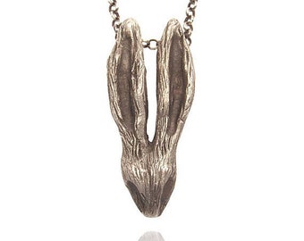 Oxidized Rabbit Necklace, sterling silver bunny necklace, bunny jewelry, rabbit jewelry, hare necklace, silver rabbit, wonderland, wholesale