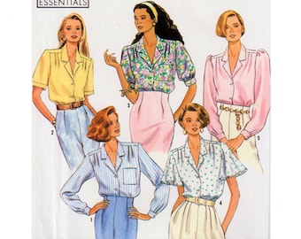 Flutter Sleeve Blouse Button Down Blouse Pattern Short Sleeve Blouse SIMPLICITY 9857 UNCUT bust 32.5-40" Puff Sleeve Blouse Yoke Blouse