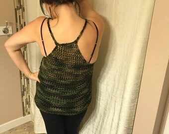 Camo knitted tank top.
