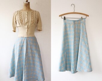 vintage plaid skirt / plaid tweed skirt / Lakelyn Tweed skirt