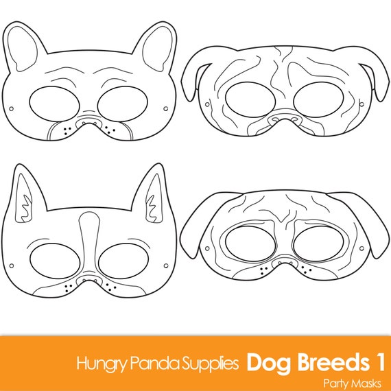 Dog Breed Printable Coloring Masks boston terrier mask pug