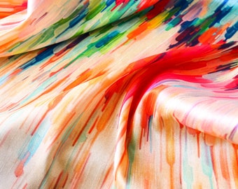 1 yard of Watercolour Print Silk Fabric, Blend Dupioni Silk Fabric, Indian Silk Fabric, Beige Silk Fabric, Printed Silk Fabric