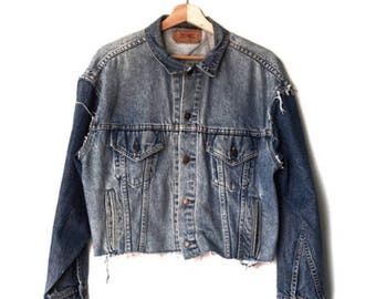 women's oversized cropped denim jacket