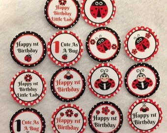 Set of 50/100/150/200 Personalized Ladybug 1st Birthday Party 1 Inch Confetti Circles
