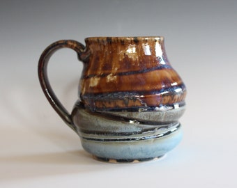 Coffee Mug Pottery, 14 oz, handthrown ceramic mug, stoneware pottery mug, unique coffee mug