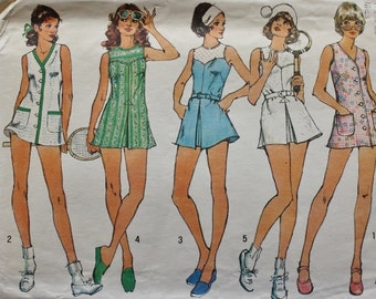 1970s Sleeveless TENNIS Dress / Panties /Simplicity 5632 /Vintage Sewing Pattern