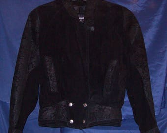 Vintage Women's Wilsons Black Peplum Moto Crop Suede Leather Blazer Jacket Medium Rarely Used Like New