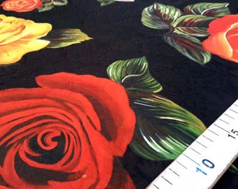 Black and red roses jacquard fabric #2172