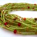 Green, Orange, Red & Gold African Handmade Waist Bead (Thin) *per one strand*