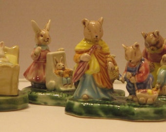 Forest Animals Figurines / 4 Figurines / Home Decor / Collectibles / Nursery Decor / Knick Knacks / Mother and Baby Animals / Mothers Day