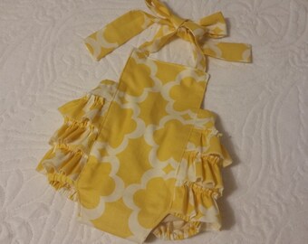 Baby Romper, Bubble Romper, Spring Romper, Baby Girl Romper, Yellow Romper