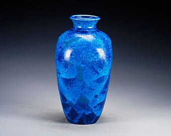 Porcelain Vase - Crystalline Glaze - Dark Blue - Hand Made Ceramics - FREE SHIPPING - #A-5156