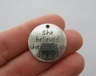 2 She believed she could so she did charms antique silver tone M716