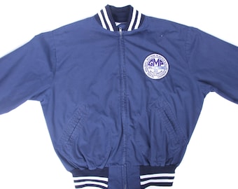 Vintage chaqueta de Atletismo / los hombres de la década de 1980 gran chaqueta azul capa de algodón y poliéster azul chaqueta deportiva /