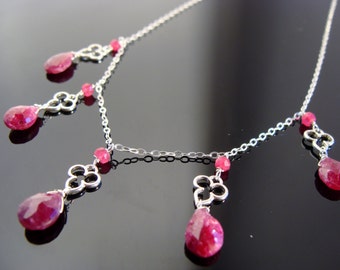 Genuine Ruby Sterling Silver Necklace