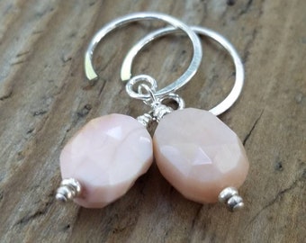 Pink Peruvian Opal Earrings and Sterling Silver, October Birthstone, Artisan Jewelry, Hill Tribe Silver, Opal Jewelry, Pink Opal Earrings