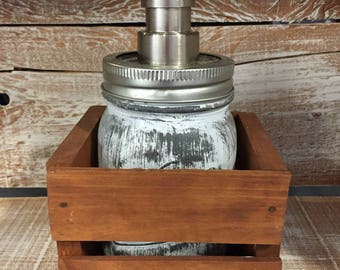 Mason jar soap dispenser and mini crate