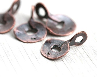 Copper Cornflake charms, chunky organic Antique Copper metal charms, greek casting beads, large loop - 18x11mm - 4Pc - F211