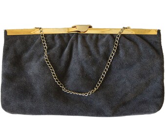 Vintage Gray Suede Clutch Purse