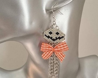 new! stunning earrings halloween Jack woven peyote and Silver 925 9