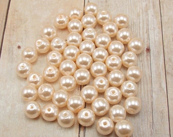 4mm Glass Pearls - Light Peach - Pale Peach - 100 pieces