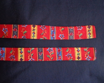 Vintage neck tie red flowers cotton.