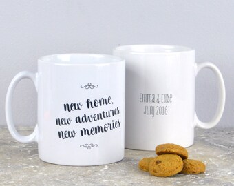 New home mugs - housewarming mugs, personalised new home mugs, set of 2