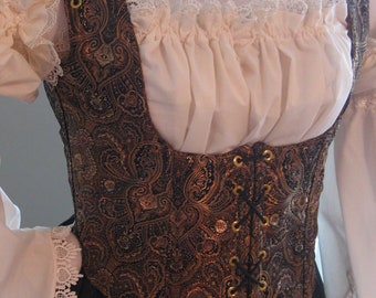 DDNJ Fully Reversible Corset Style Front Lace Underbust Bodice You Choose Plus Custom Made ANY Size Fabrics Renaissance Pirate Wench Costume