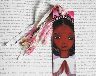 First Communion Girl - Laminated Bookmark Handmade - Original Art by FLOR LARIOS