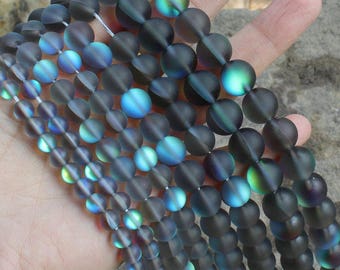 Gray Glass Beads, Matte Beads, Loose Gemstone Beads, Round Beads, 6mm 8mm 10mm 12mm 15''
