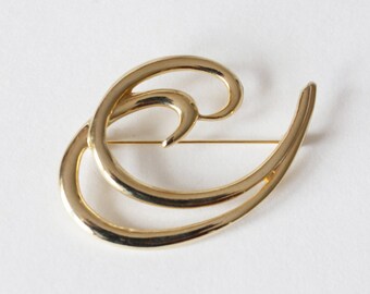 Vintage Goldtone Flourish Brooch