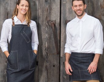 Denim Cross-Back Apron - Men's Apron - Denim Apron - Modern Apron