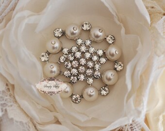 5pcs RD170 Pearl Rhinestone Brooch Flatback Embellishment