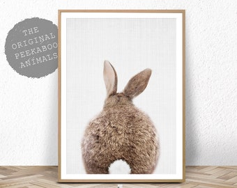 Nursery Decor Rabbit Print, Printable Wall Art, Bunny Tail Poster, Digital Download, Nursery Animal Prints, Bunny Rabbit Tail Wall Art Decor