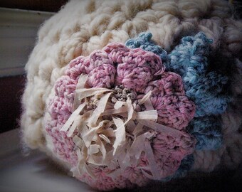 Color Changing Crochet Flower on Winter Hat