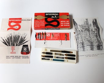 Speedball No.5 Artist Set Vintage USA MIB, Vintage Speedball Set, Vintage Art Set, Creative Writing Set, Vintage Writing