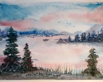 Landscape with trees and river