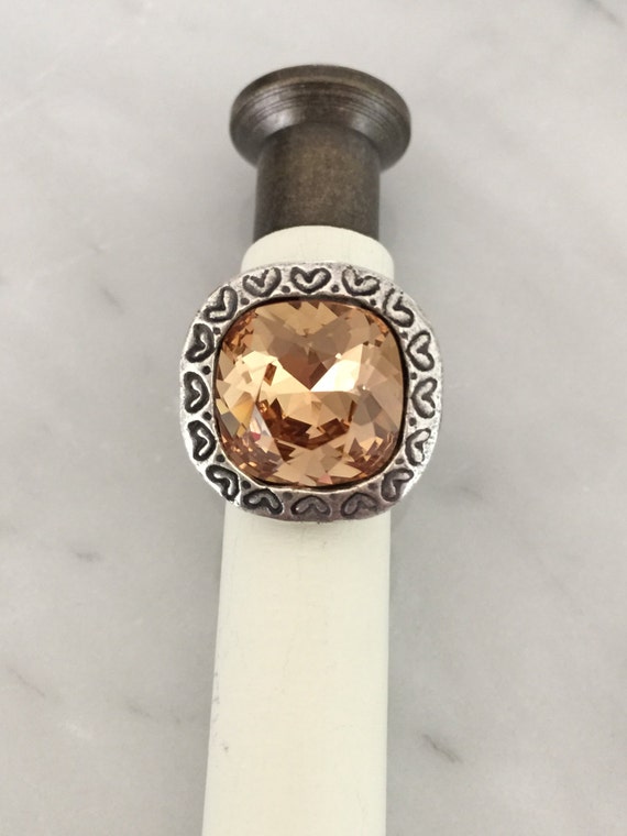 Swarovski Topaz Ring, Topaz Crystal Ring, Swarovski Light Colorado Topaz Crystal Ring