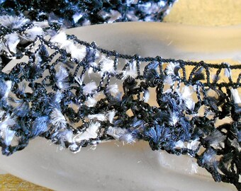 Blue, Black and White Confetti Trim