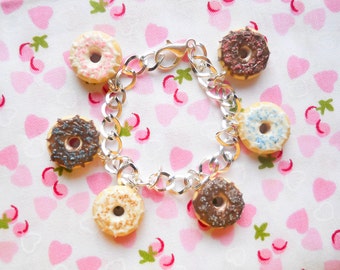Doughnut Bracelet, Donut Bracelet, Sweet Lolita, Kawaii, Dessert, Food Bracelet, Miniature Food, Polymer Clay, Cute Bracelet, Doughnuts