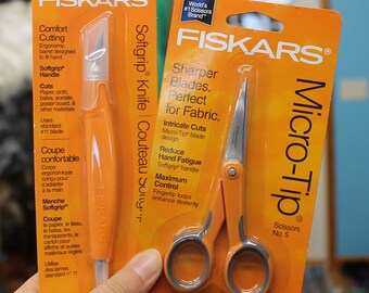 Fiskars scissors and softgrip knife cutting tool set for cutting fur for mascot costumes, fursuits, cosplay, and more