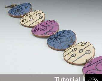 Polymer Clay PDF Tutorial "Tile Bracelet with Transfers"