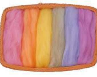 NZ Corriedale Wool Roving - 6 Pastel Colors Assortment