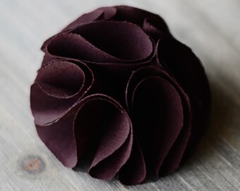 eggplant dark purple / wholesale shabby chic fabric flowers / wedding flowers / embellishments appliques diy supplies / headband flowers