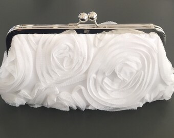 Gauze Rosette OFF WHITE Clutch