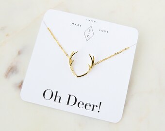 Antler Necklace | Gold Antler Necklace | Horn Necklace | Gift for Her | Dainty Antler Necklace | Anniversary Gift